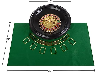 16-Inch Gambling Wheel with Reversible Roulette and Black Jack Table Cotton